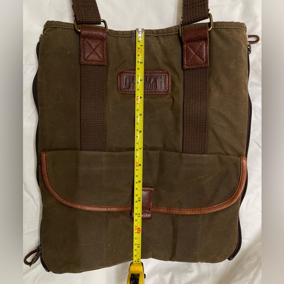 Duluth Trading Women's Oil Cloth Day Tote Bag green brown leather handles - Picture 10 of 13